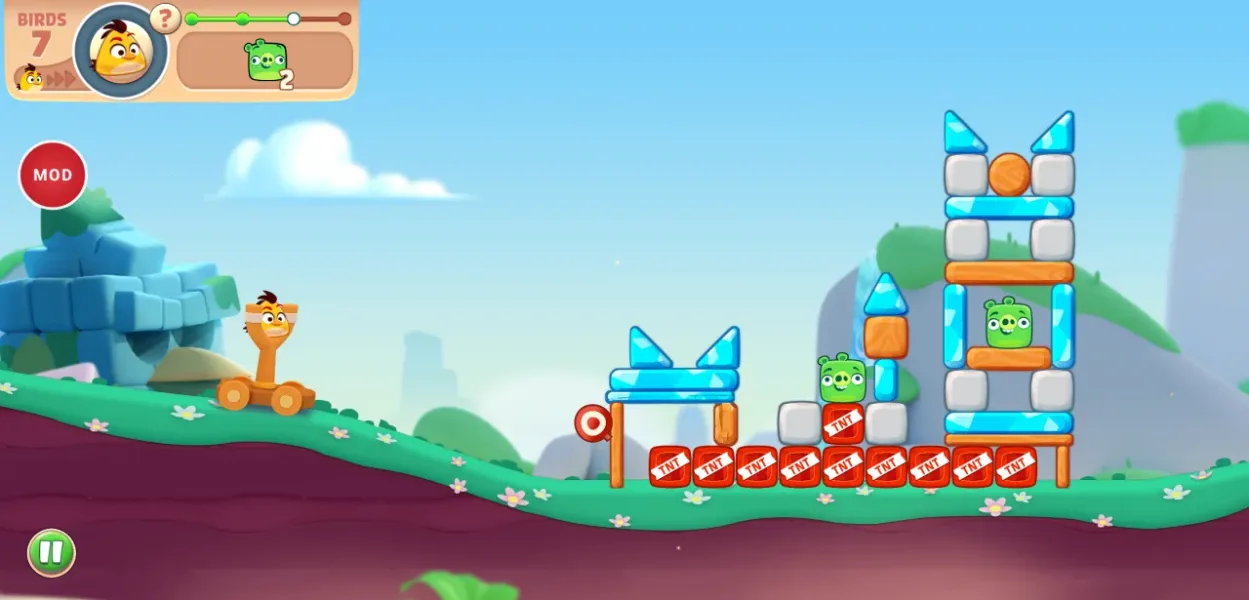 Angry Birds Journey — a level full of tnt crates