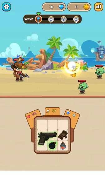 Backpack Attack — a monster wave in an auto battle