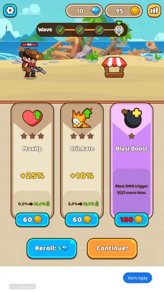Backpack Attack — the stat shop between waves
