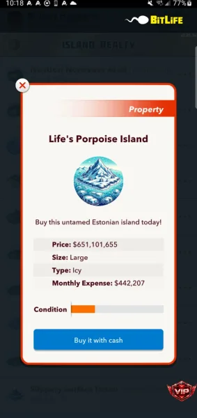 BitLife - Life Simulator — buying an estonian island for 651 million