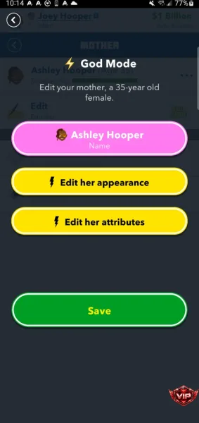 BitLife - Life Simulator — god mode editing the mother