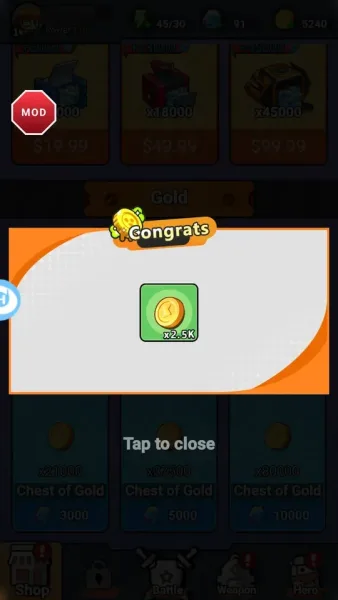 Bullet Survivor - TD Shooter — exchanging 500 diamonds for 2 500 gold