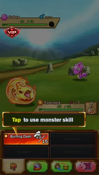 Bulu Monster — firechick turn based battle against cobra