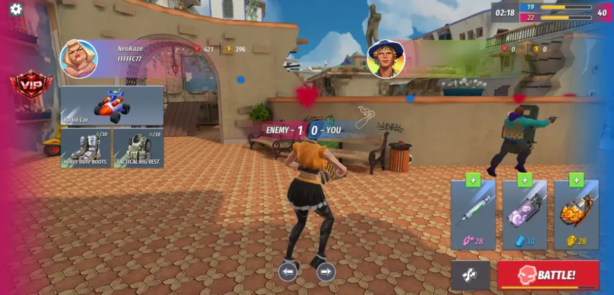 Contra Guns: PvP Shooting FPS — killed by an enemy radio car