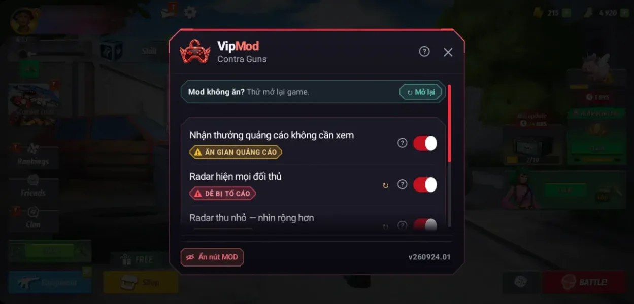 Contra Guns: PvP Shooting FPS — mod menu ad rewards and enemy radar