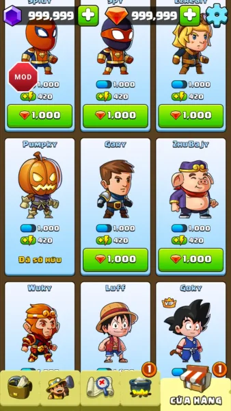 Diamond Quest: Don't Rush! — buying a character with diamonds in the shop
