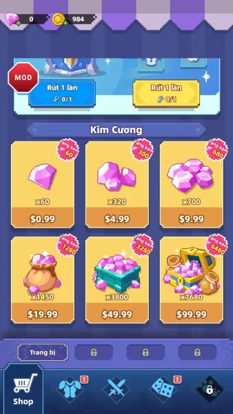 Dicero — diamond packs in the shop
