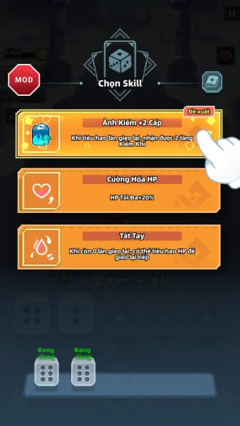 Dicero — picking a roguelite skill card