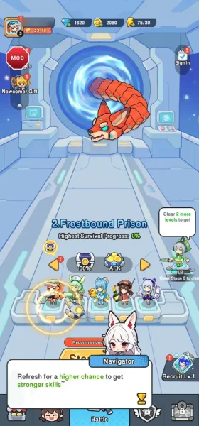 Dragon Fever TD! — selecting the frostbound prison level