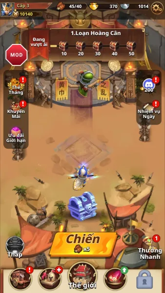 Dynasty Archer: Three Kingdoms — main screen on the yellow turban rebellion chapter