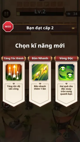 Dynasty Archer: Three Kingdoms — picking a skill on level up