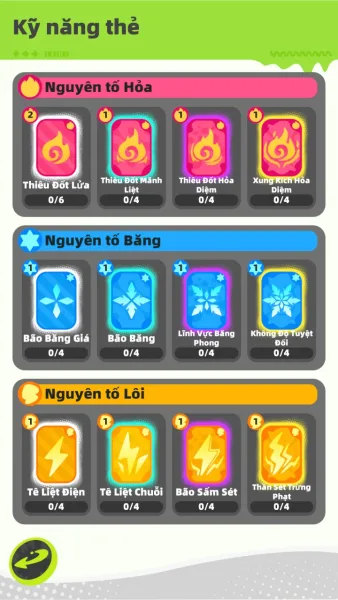 Eternal Silent Moon — skill card collection fire ice and lightning elements