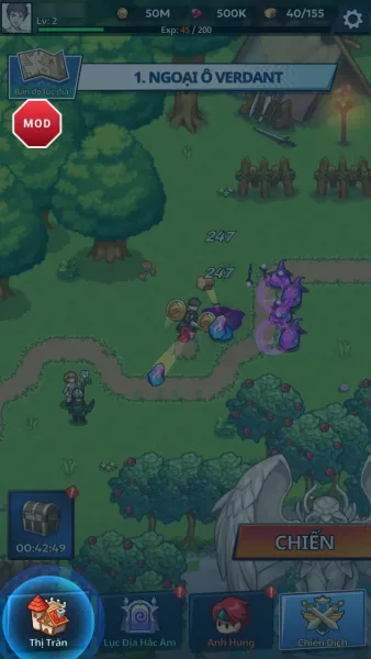 Fortias Saga: Idle RPG — heroes fighting on their own in idle mode