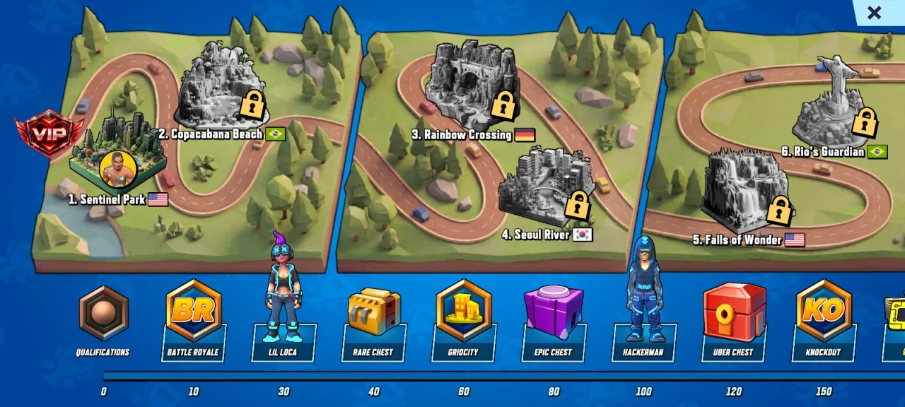 Gridpunk Battle Royale 3v3 PvP — trophy road heroes and modes to unlock