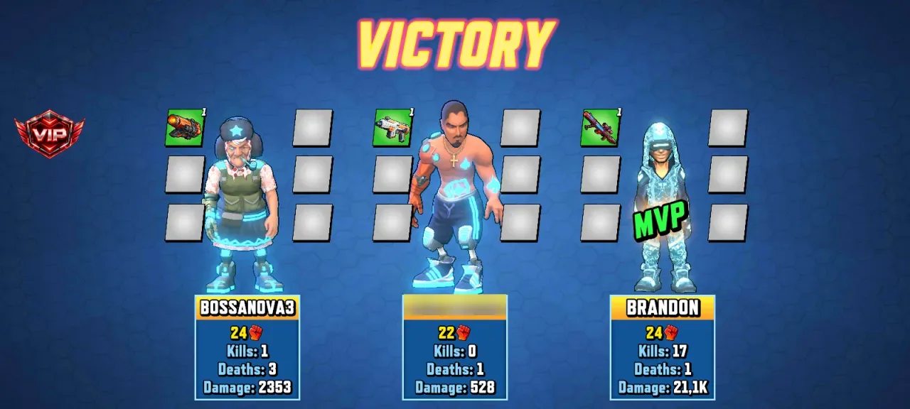 Gridpunk Battle Royale 3v3 PvP — victory screen teammate mvp 17 kills