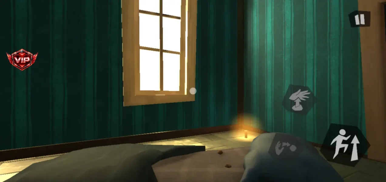 Hello Neighbor — act 2 bedroom with green wallpaper