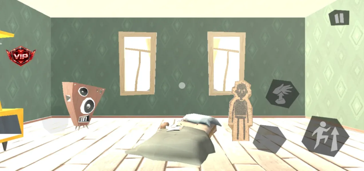 Hello Neighbor — finale bright room with a cardboard boy