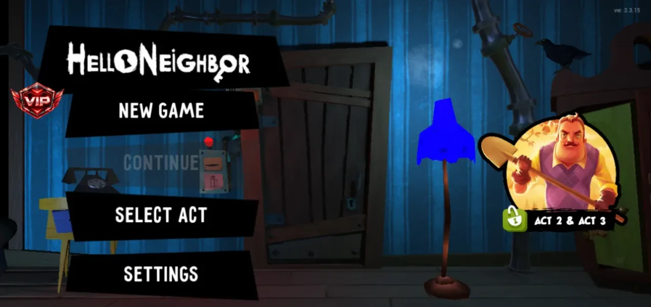 Hello Neighbor — main menu with act 2 and act 3 buy button