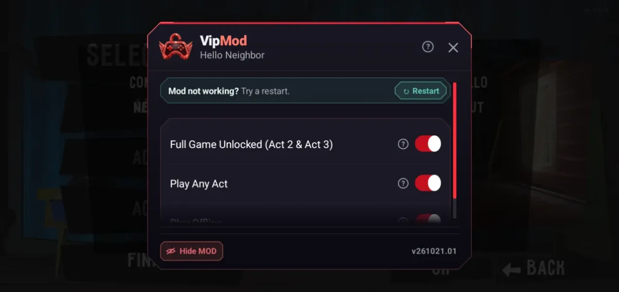 Hello Neighbor — mod menu with full game and play any act on
