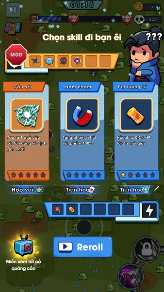 Hero Survival IO — picking an evolution skill