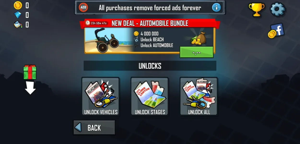 Hill Climb Racing — shop automobile bundle and unlock packs