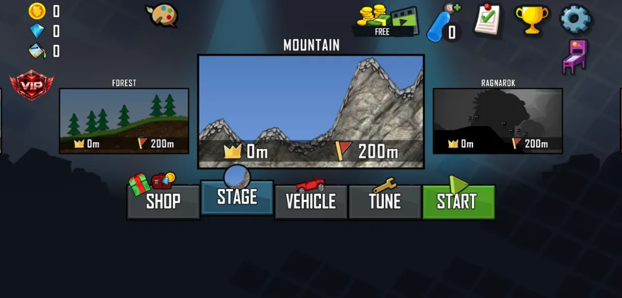 Hill Climb Racing — stages open with zero coins