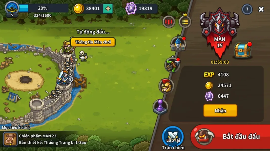 Idle Kingdom Defense — idle rewards piled up while offline
