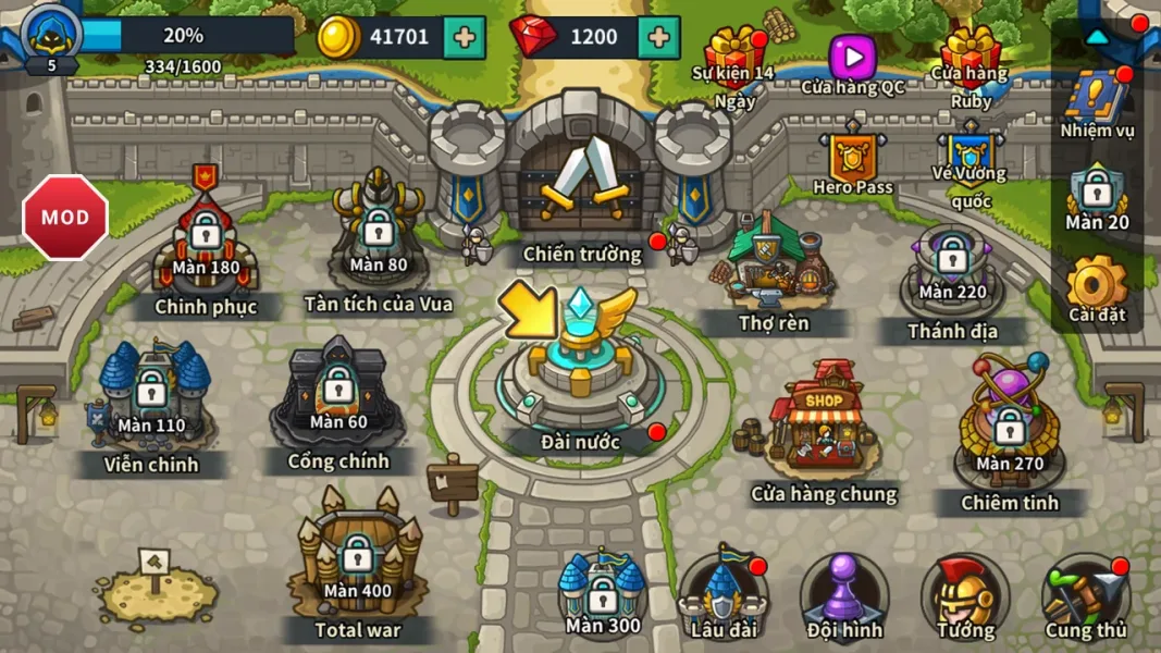 Idle Kingdom Defense — the kingdom map
