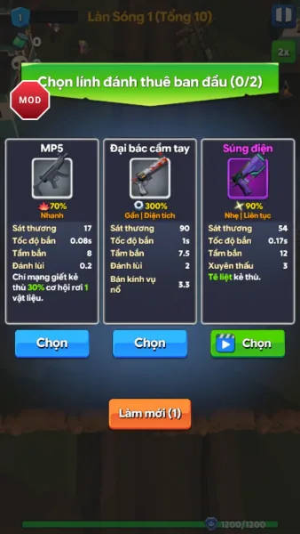 Idle Zombie Wave: Survival TD — choosing a mercenary
