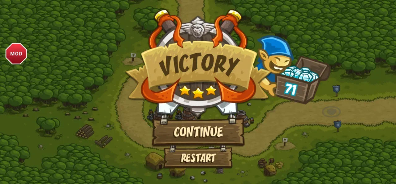 Kingdom Rush Tower Defense TD — a three star level victory