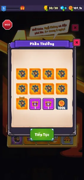Survivor Kingdoms — claiming 100k gold from a pack