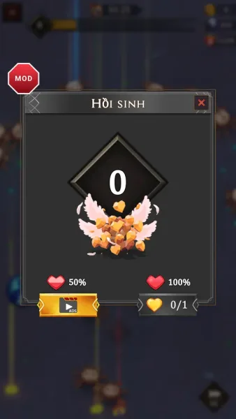Legend of Survivors — revive offer in exchange for watching an ad