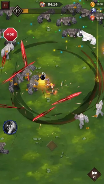 Legend of Survivors — sped up battle against a horde of monsters