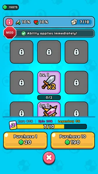 Lucky Heroes! : Defense Game — spending the gems on ability cards