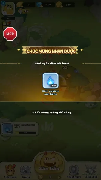 MiniHeroes — claiming a quest reward