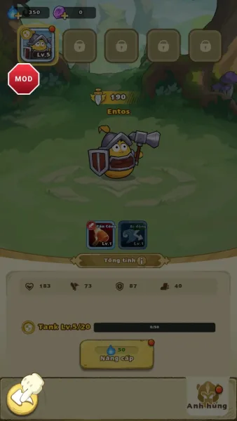 MiniHeroes — upgrading a hero
