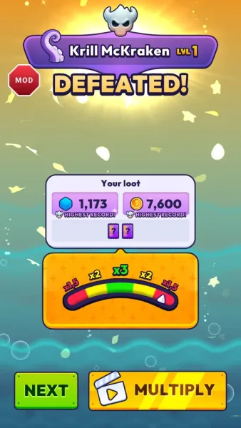 Mob Control — beating a boss and collecting the reward