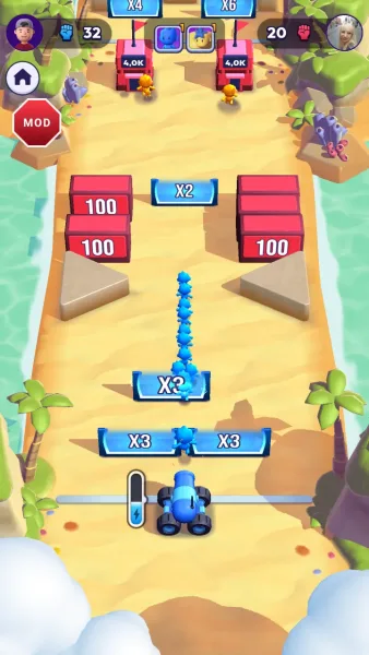 Mob Control — firing the mob through multiplier gates