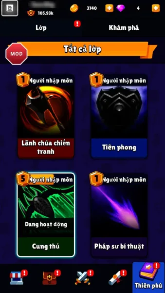Mythic Survivors — choosing a character class