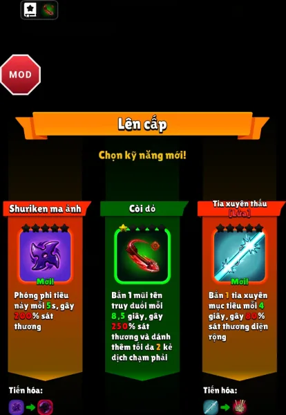 Mythic Survivors — picking a new skill on level up