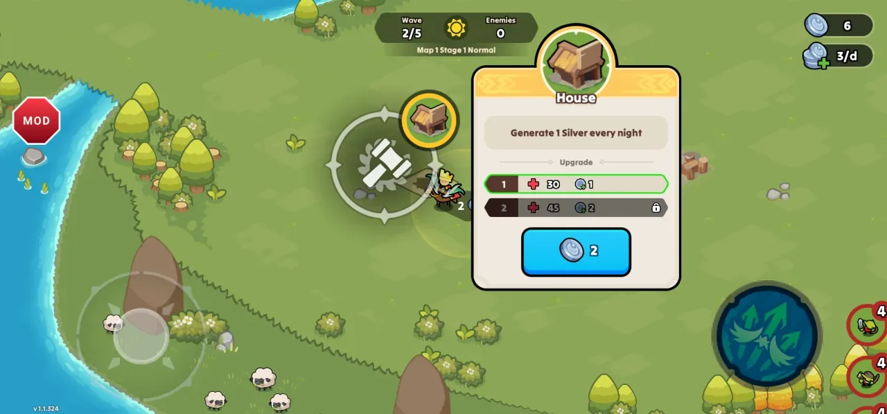 Nightfall: Kingdom Frontier TD — building houses to earn silver