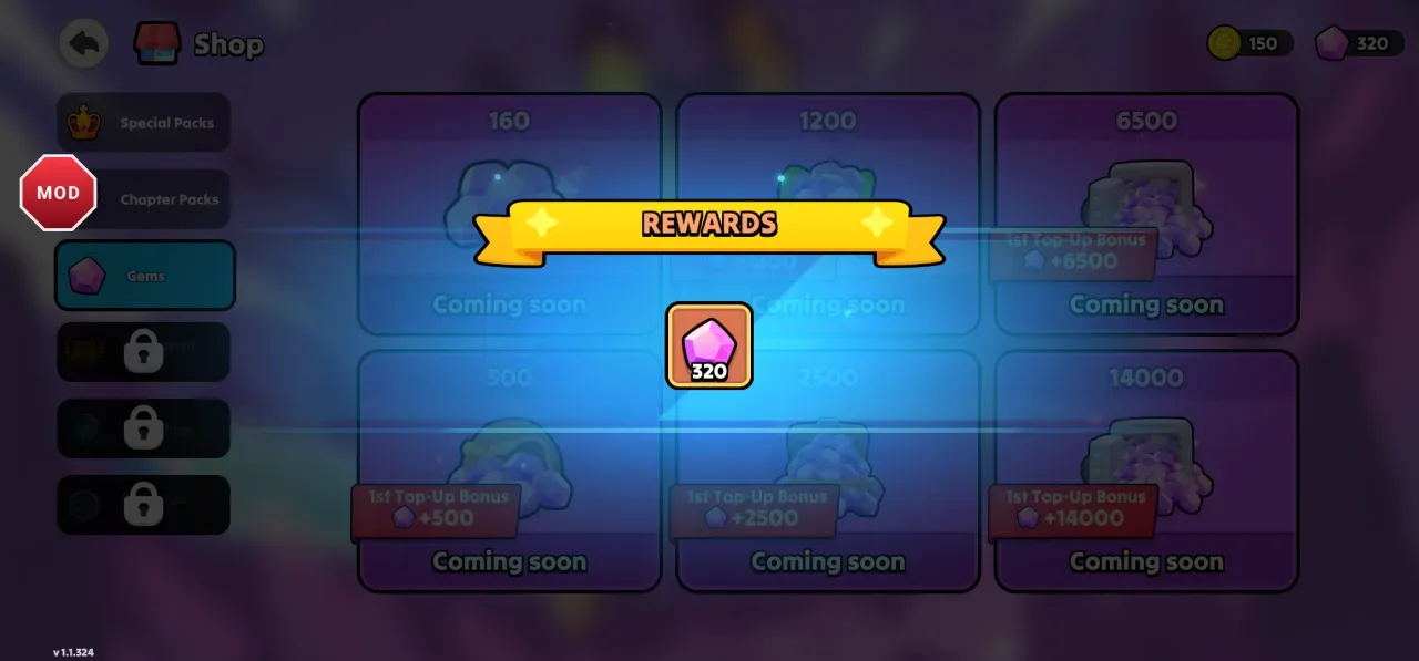Nightfall: Kingdom Frontier TD — buying a pack with the mod and receiving gems