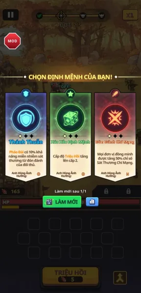 Pixel Defenders: Merge TD Game — choosing a fate card after each wave