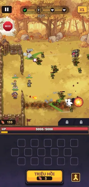 Pixel Defenders: Merge TD Game — defending the fortress against a monster wave