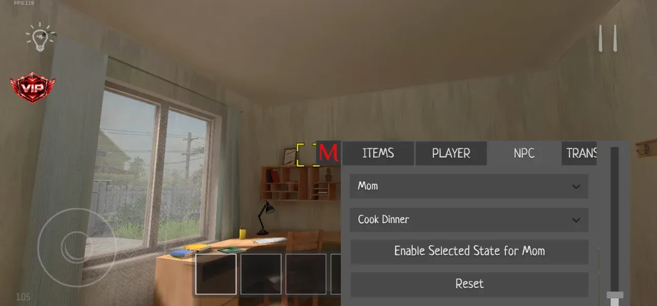 SchoolBoy Runaway - Stealth — menu mode npc tab telling mom to cook dinner