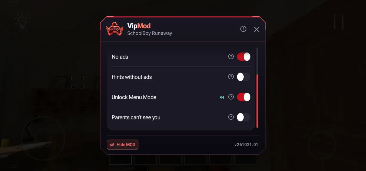 SchoolBoy Runaway - Stealth — mod menu with unlock menu mode on
