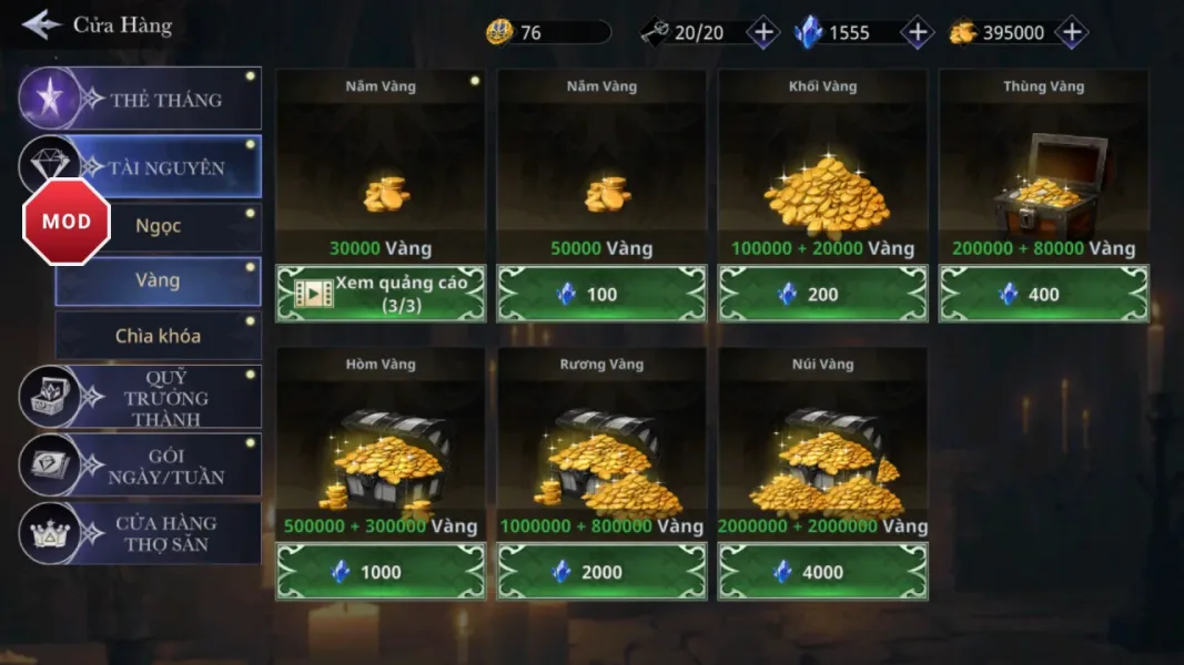 Shadow Slayer: Demon Hunter — mod trading gems for gold