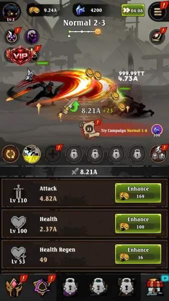 Shadow War: Idle RPG Survival — mod free upgrades attack level 110 gold still rising
