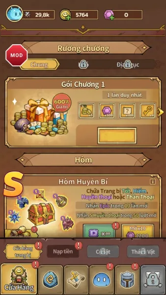 Slime Castle — Idle TD Game — gear chests and top up packs