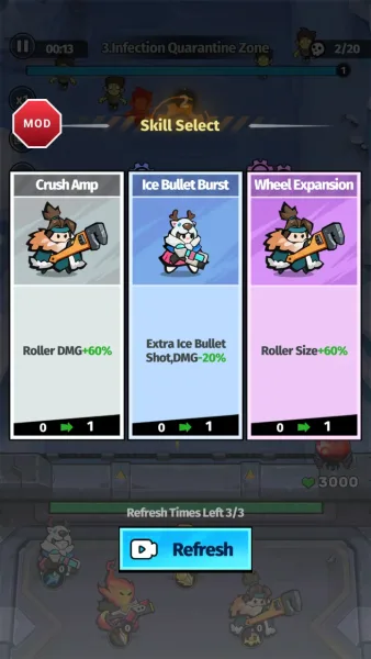 Survival Defense: Zombie — choosing a skill from three cards